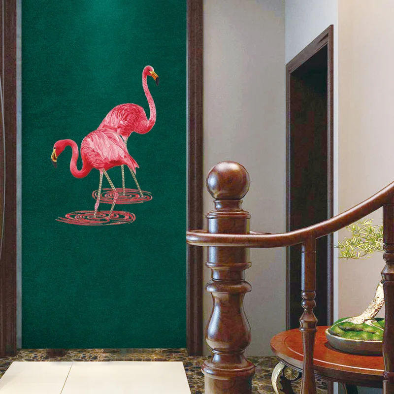 Duxiu Wall Covering Embroidery High-End Flamingo Seamless Hallway Living Room Nordic Entry Lux Style Restaurant