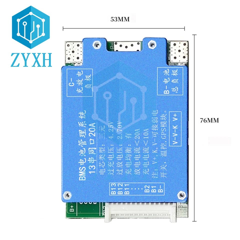 BMS 13S 20A 40A 48V 18650 bateria litowa Balancer płyta ładowania wspólny Port zabezpieczenie przed zwarciem z kablem do e-bike