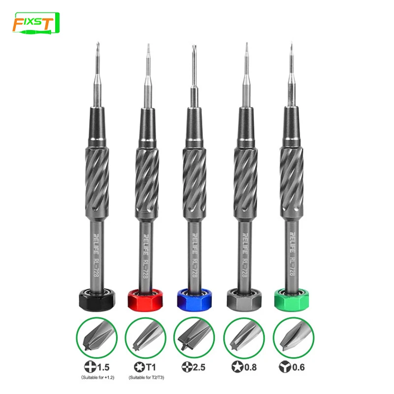 RL-728 5PC S2 Steel Screwdriver Strong Magnetic Adsorption Special Screwdriver For Mobile Phone Repair Precision Silent Bearing