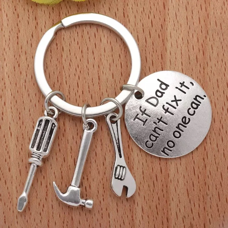 Fashion Dad Letters Keychains Creative Hammer Screwdriver Wrench Keyring Handbag Decor Tassel Hanging Pendant Father's Day Gifts