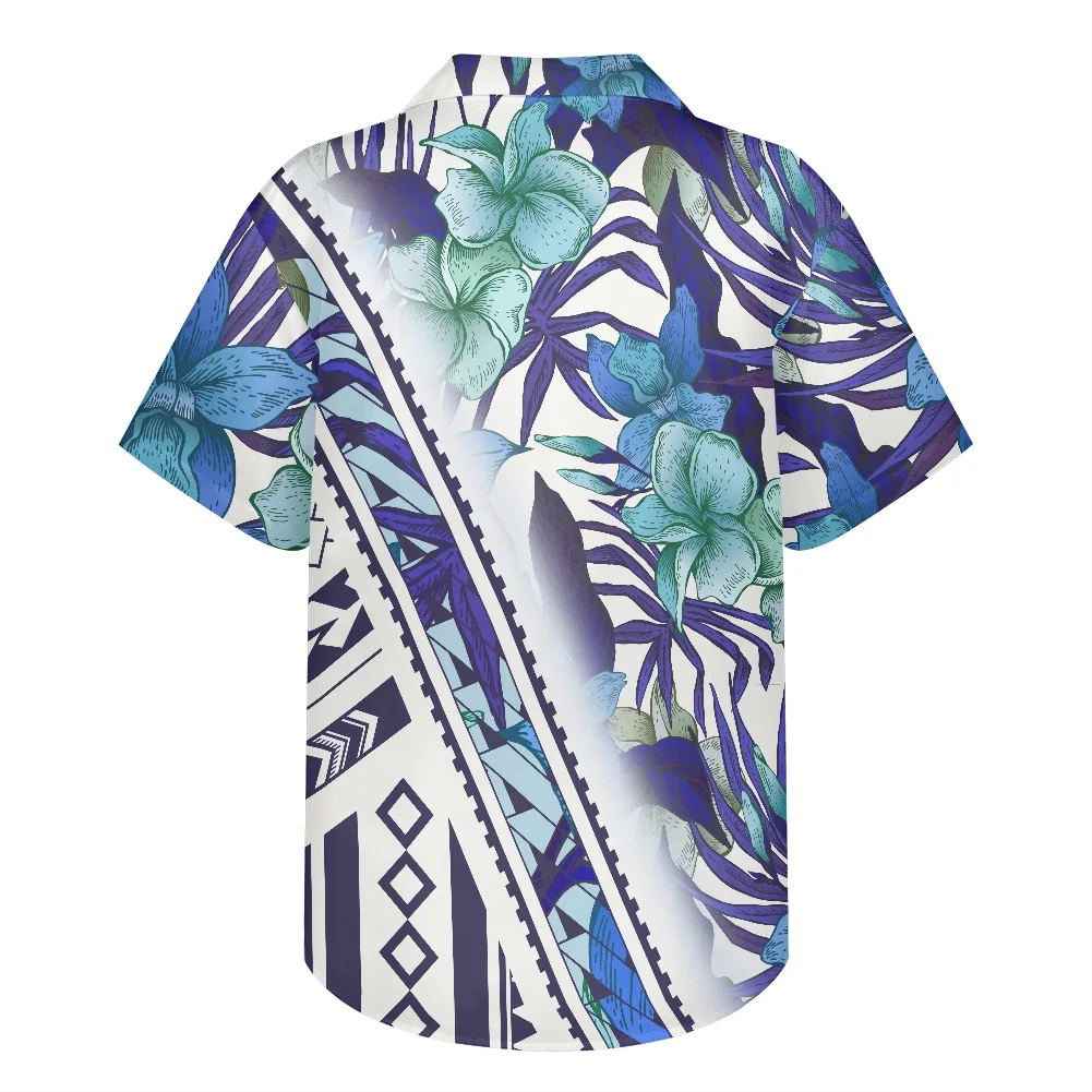 Hycool Luxury Man Clothing Fashionable Hawaii Floral Polynesian Tribal Pattern Mens Dress Shirts Short Sleeve Shirts For Men