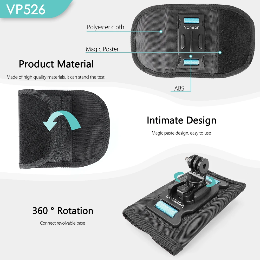 Vamson per GoPro 10 9 8 accessori supporto per morsetto con Clip per zaino per Go Pro Hero 7 6 5 4 per Yi 4K per SJCAM per EKEN Action Camera