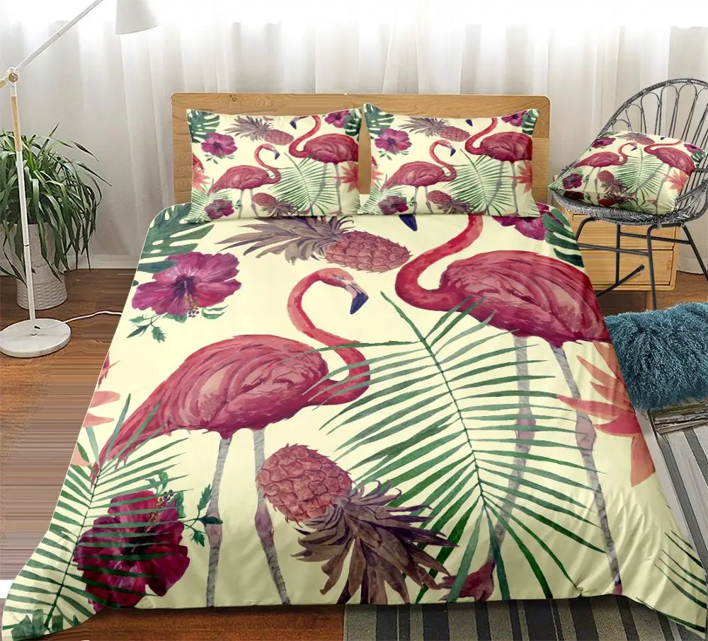 

Flamingo Bedding Set Tropic Pineapple Duvet Cover Set Fruit Beds Set Home Textiles Microfiber For Kids Boys Girls Bedspread