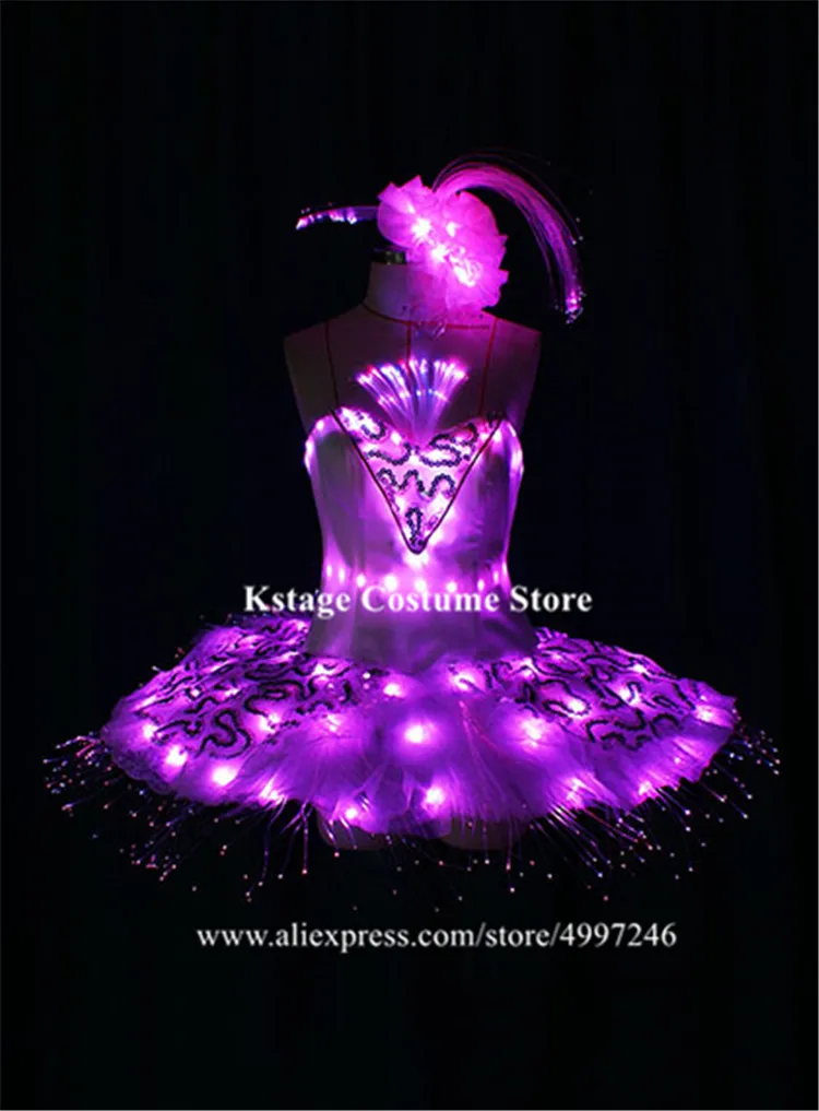 DMX programmable led light women dress ballet luminous full color skirt perform outfit female clothe party wears disco costumes