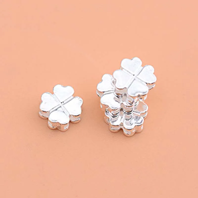 Genuine 925 Sterling Silver Flower Spacer Beads, real puro, sólido, solto, colar, pulseira, DIY, fazer jóias, descobertas, 2pcs