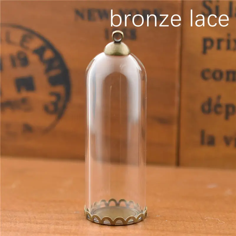 5set 50*18mm hollow glass tube with setting base beads cap set no filler glass bottle glass vail pendant fashion DIY accessory