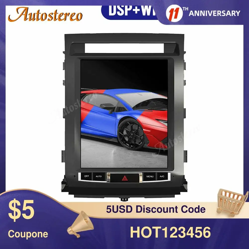 

For TOYOTA LAND CRUISER LC200 2008-2015 Tesla Style Android 9.0 6 Core Car GPS Navigation Stereo Head unit Multimedia Player