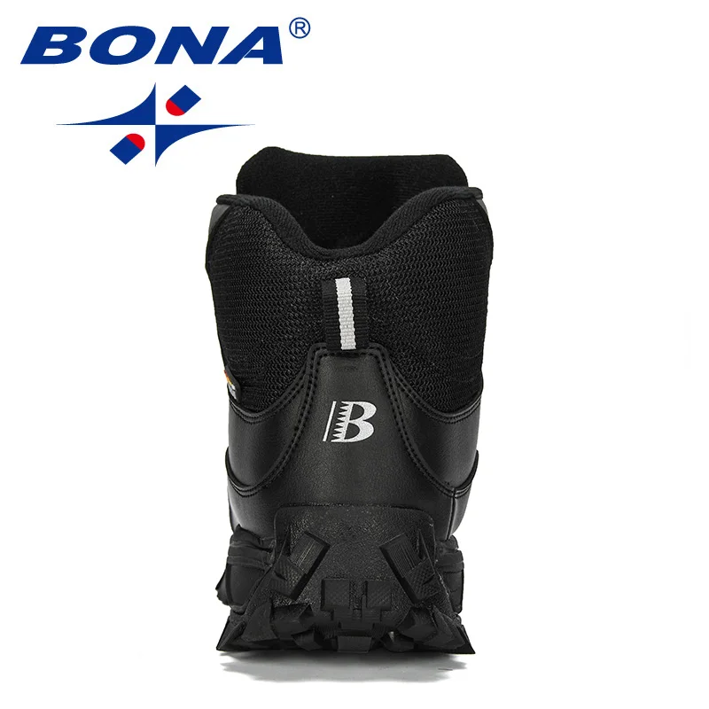 Bona novos designers homens tornozelo caminhadas botas, mais tamanho moda clássico calçado de trekking ao ar livre botas de inverno de pelúcia homem confortável