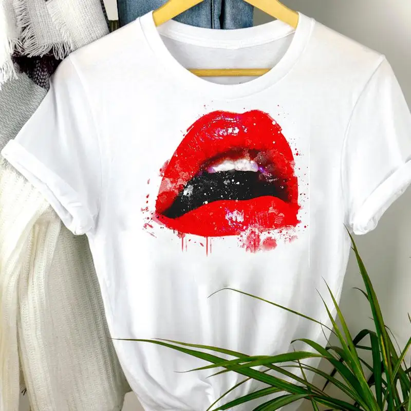 Frauen Kleidung Weibliche T Top Cartoon Lip Trend Neue Kawaii Sommer Mode Kurzarm Sommer Druck T-shirt