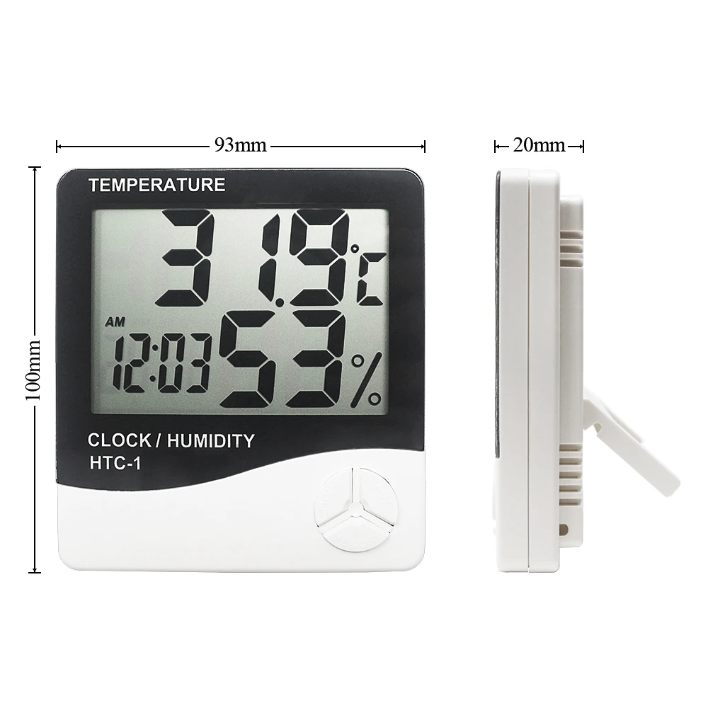 Home Indoor Digital LCD Electronic Temperature Humidity Meter Thermometer Hygrometer Weather Station Alarm Clock HTC-1 / HTC-8