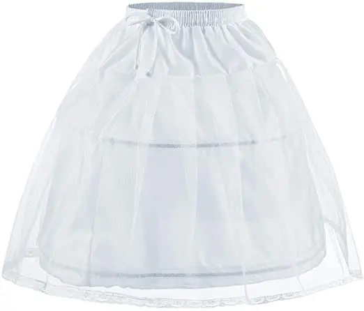 ดอกไม้สาว Petticoat 2 Hoops Full Slip Elastic เด็ก Crinoline Underskirt