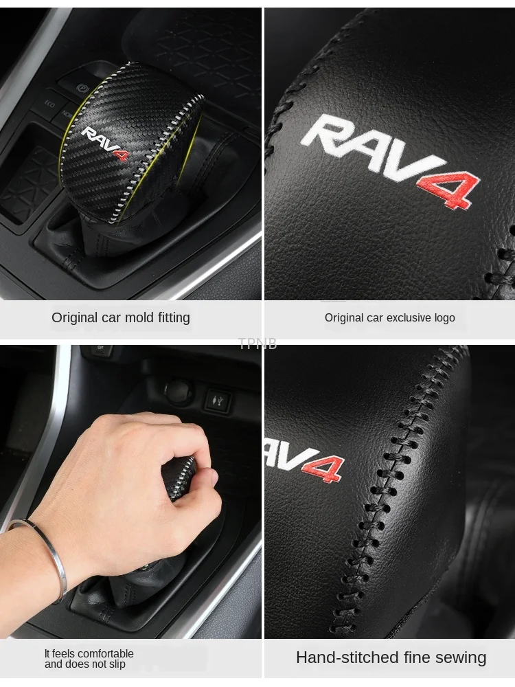 Cubierta de palanca de cambios para coche, accesorio de cuero genuino para Toyota RAV4, 2019, 2020, 2021