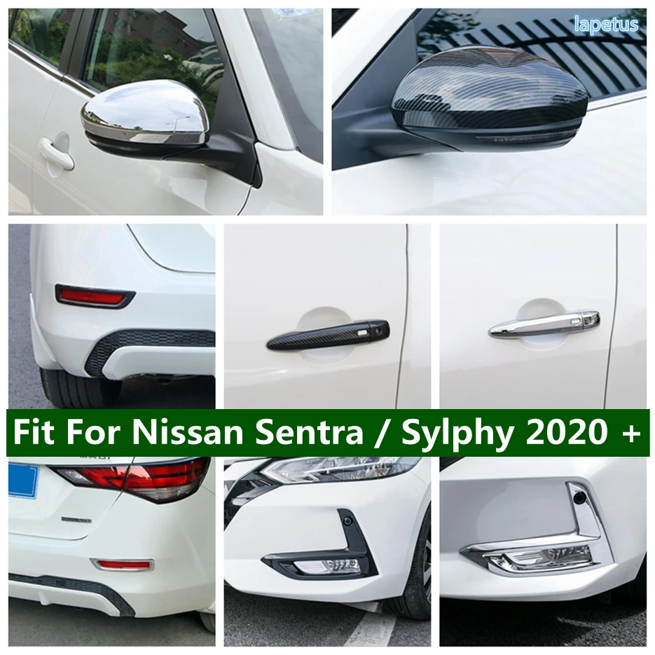 

Fog Light Rearview Mirror Door Handle Cover Trim For Nissan Sentra / Sylphy 2020 - 2024 ABS Chrome Carbon Fiber Car Accessories