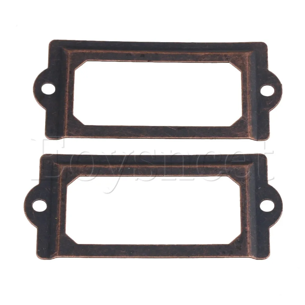 10pcs Antique Red Bronze Iron Drawer Label Frame Card 70x33mm