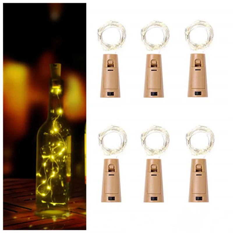 String Led Wine Bottle With Cork 20 LED Bottle Lights Battery Cork For Party Wedding Christmas Halloween Bar Decor Warm White