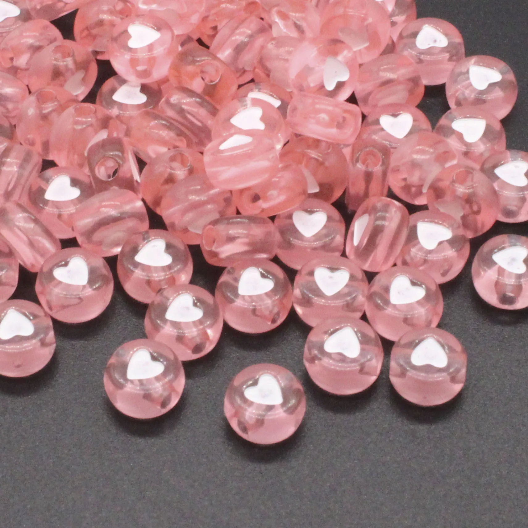 100pcs 4x7mm Green Transparent Heart Acrylic Beads DIY Bracelets Necklaces Earrings Jewelry Making
