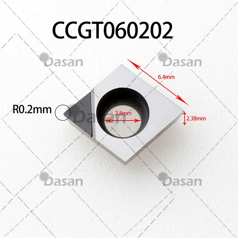 2PCS PCD Inserts CCGT060202  Diamond Tripped Blade CCGT060204 08 High Hardness Blade for cnc Turning Cutter Aluminum Copper Tool