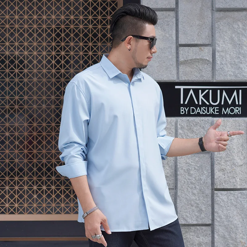 

Formal Shirts For Men Oversize Long Sleeve White Black Blue Plus Size 6XL 7XL 8XL 10XL Male Office Casual Business Loose Blouse