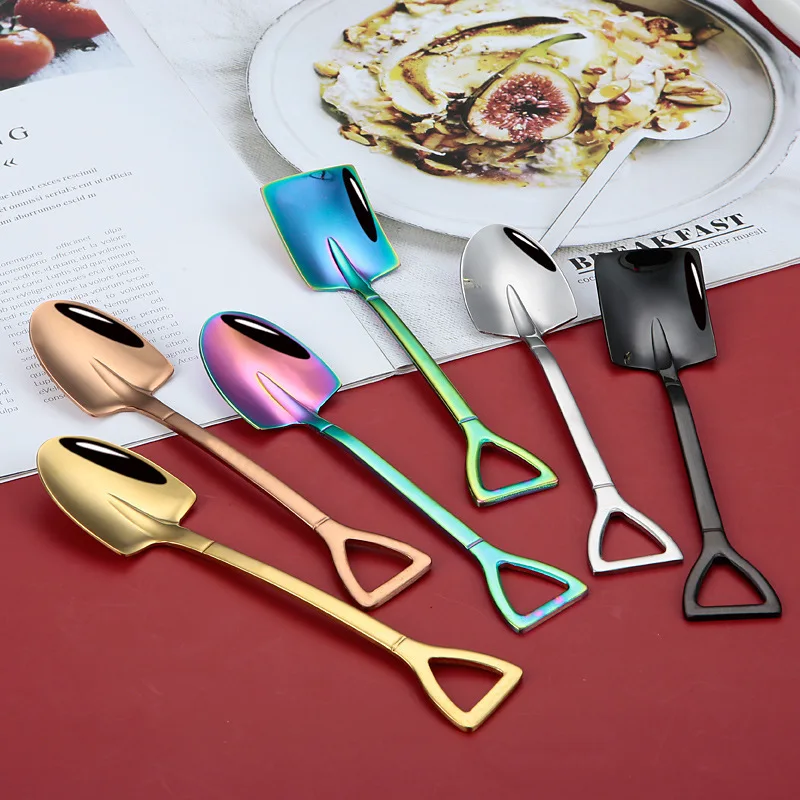 Coffee Spoon Ice Cream Dessert Spoon Retro Cute Round Head Spoon Kitchen Gadget Decoration Kitchen Bar Utensils