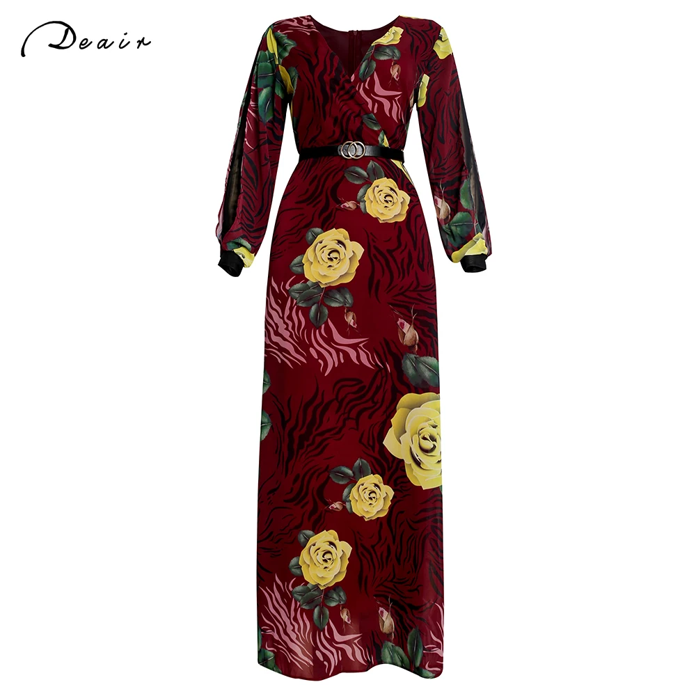 African Drucken Boho Chiffon Kleider Frauen Langarm Elegante Abendkleid Ankara Dashiki Maxi Kleid Dubai Abayas 2021 Herbst