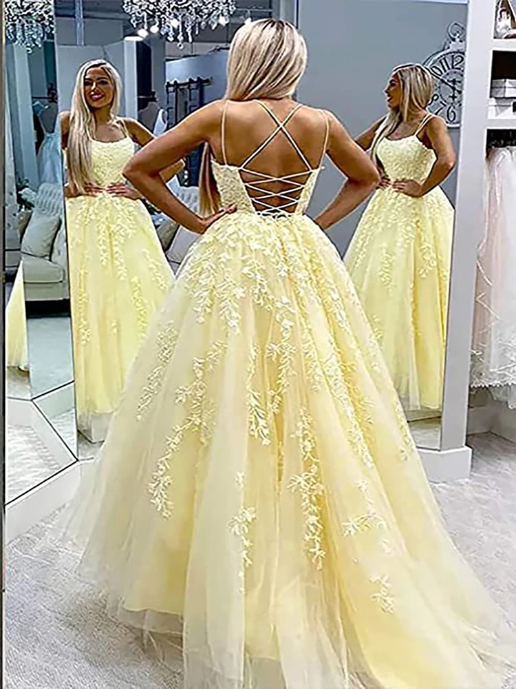 Feminino longo tule rendas apliques voltar rendas até vestido de dama de honra espaguete cinta varredura trem convidado baile de formatura para vestidos de casamento