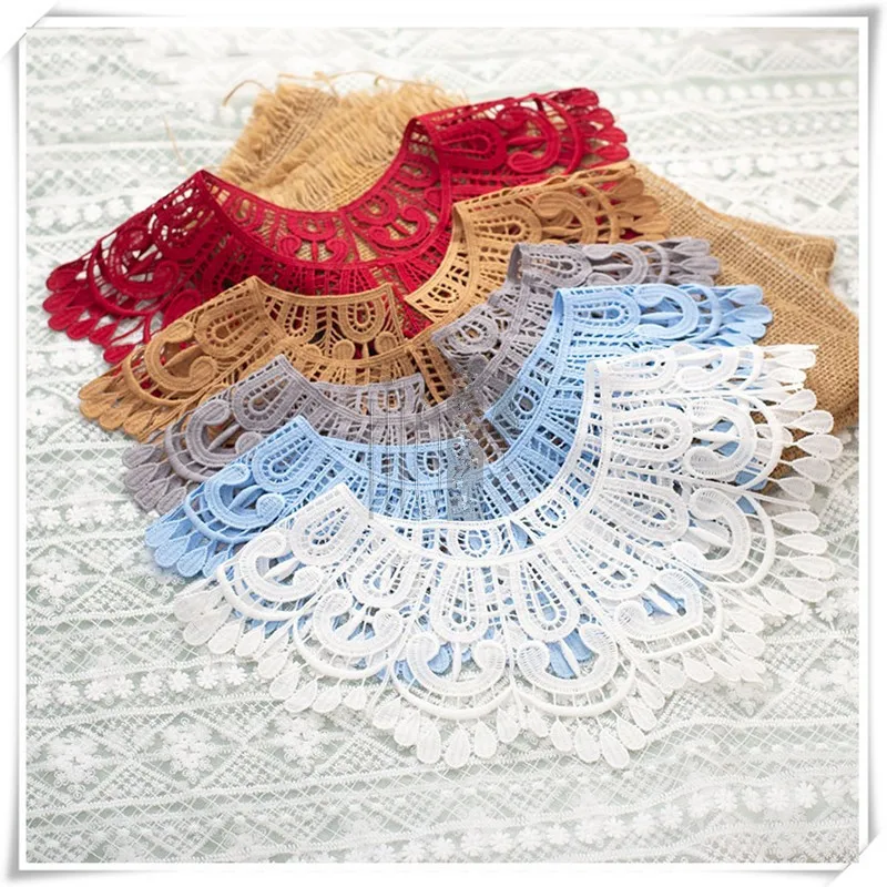 Color Embroidery Water Soluble Collar Flower Fake Collar Lace Patch Hollow Decorative Collar All-Match DIY Accessories