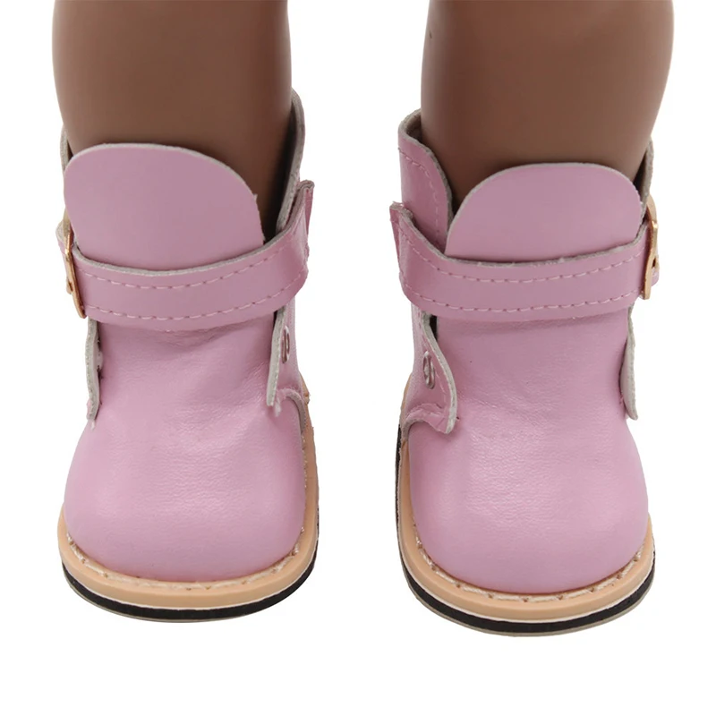 18 Inches American Doll Boots High Quality 6 Colors Leather Girl Doll Shoes For 43cm New Born Russia Diy Dolls Sock