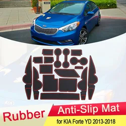 for KIA Forte YD 2013 2014 2015 2016 2017 2018 K3 Cerato Rubber Anti-slip Mat Door Groove Cup pad Gate slot Coaster Accessories