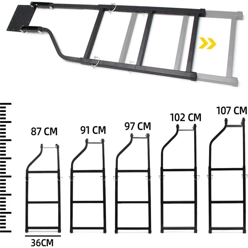 

1set Car Universal Rear Door Tailgate Ladder Universal Truck Tailgate Ladder Pickup Foldable Extension Step Ladder 87-107cm 4x4