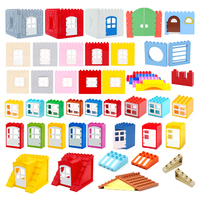 House Big Particles Building Blocks Accessories Bricks Set Eaves Window Door Roof Tiles DIY Educational Toys For Children Gift