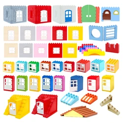 House Big Particles Building Blocks Accessories Bricks Set Eaves Window Door Roof Tiles DIY Educational Toys For Children Gift