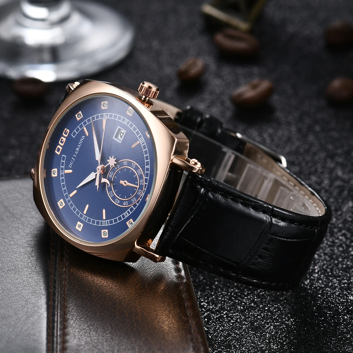 Top New Men Watches Luxury Square Casual Quartz Watch For Men Leather Strap Date Calendar Watches Relogio Masculino Mens Watch