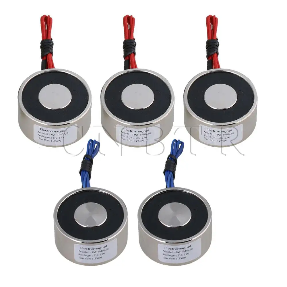 CNBTR 5PCS Metal 55 LB 25kg Electric Lifting Magnet Holding Electromagnet 12V DC 250N