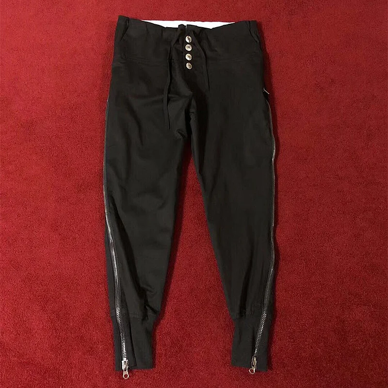 Drawstring Men Punk Biker Pencil Pants High Street Slim Casual Trousers Zipper Designer Black Hip Hop Sweatpants Plus Size 4XL