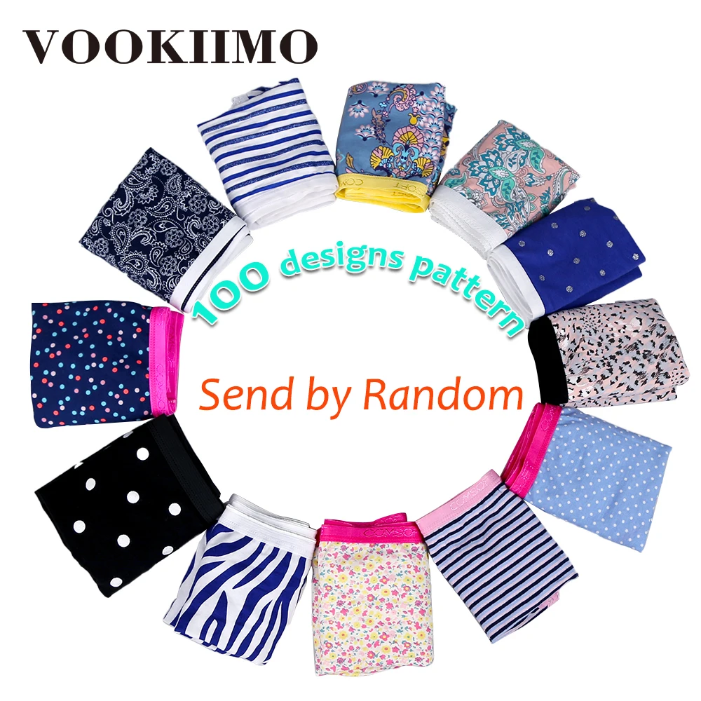 100 designs pattern Sexy Underwear Soft Cotton Ladies Briefs  Comfort Underpants mid waist Panties women Color Send by Random