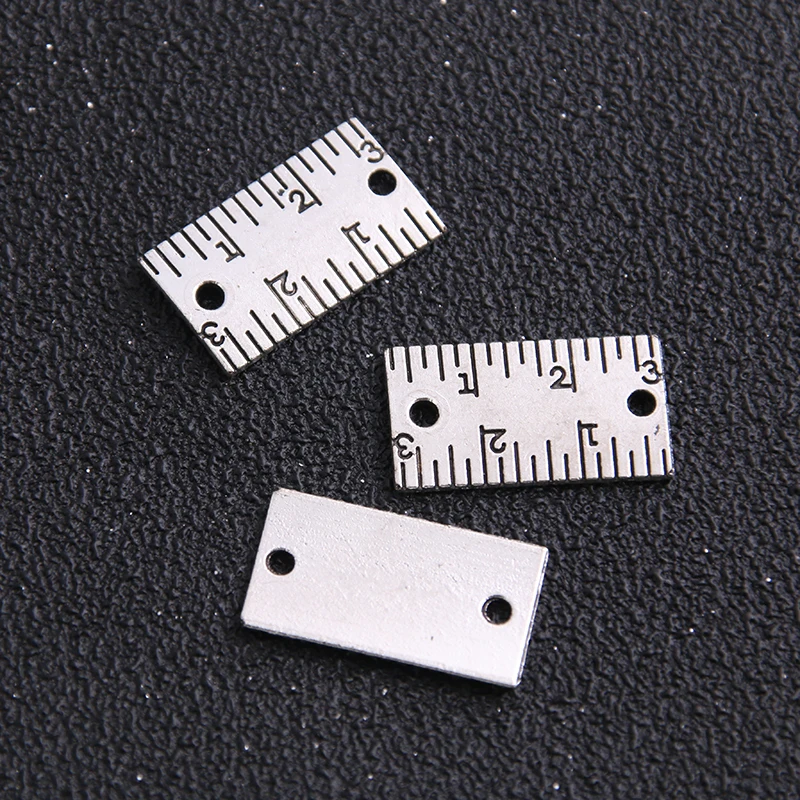 12pcs/lot 12*22mm Two Color Vintage Metal Alloy Diplopore ruler Charms Jewelry Connectors for Bracelets