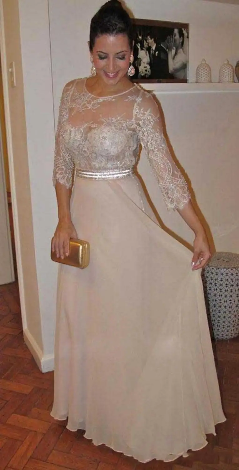 Vestido de chiffon para mãe de noiva, vestidos para convidados e casamento, apliques de renda, 2020