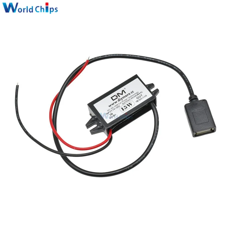 12V to 5V 3A 15W DC-DC Step Down Buck Converter Power Supply Module for Car Male Female USB Adapter Mini USB Micro USB Adapter