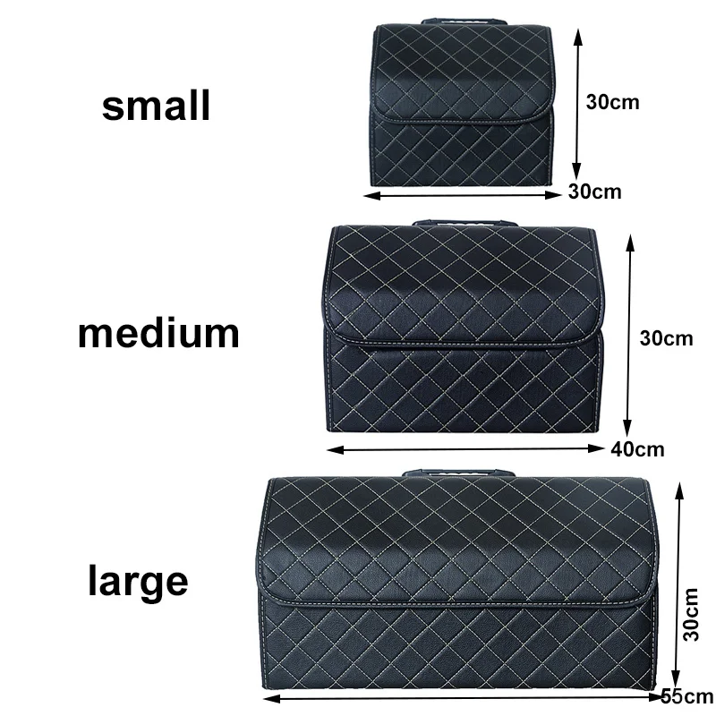 Car trunk Organizer Box Large Capacity Car Multiuse Tool Storage Bag Cleaning Leather for Emergency Storage Box 