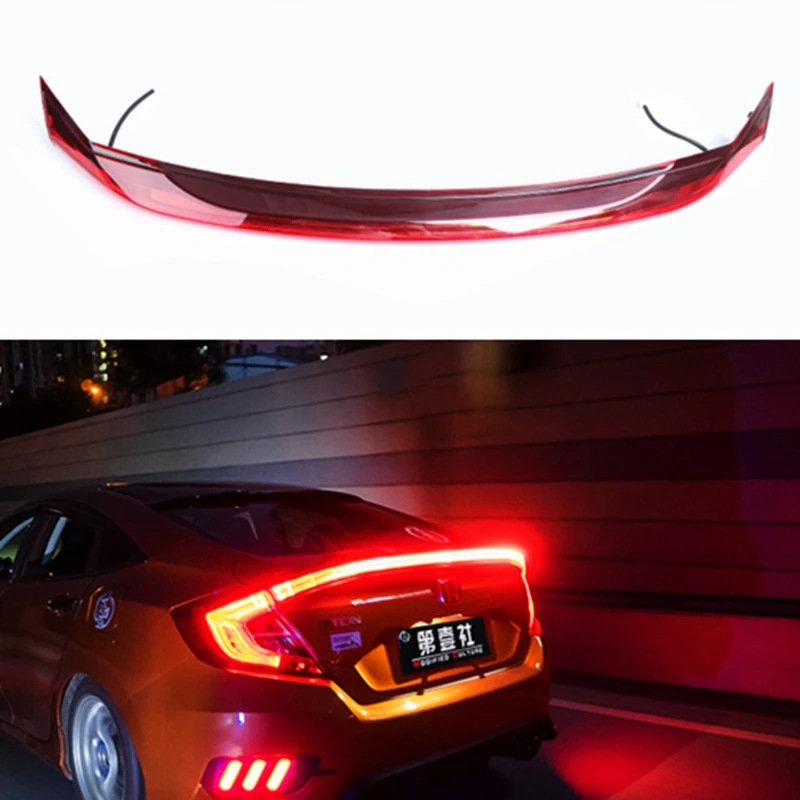 

Car Style LED ABS Spoiler With Rear Brake Lamp For Honda for Civic 2016-2017 Tail Light Trunk Led Accessories