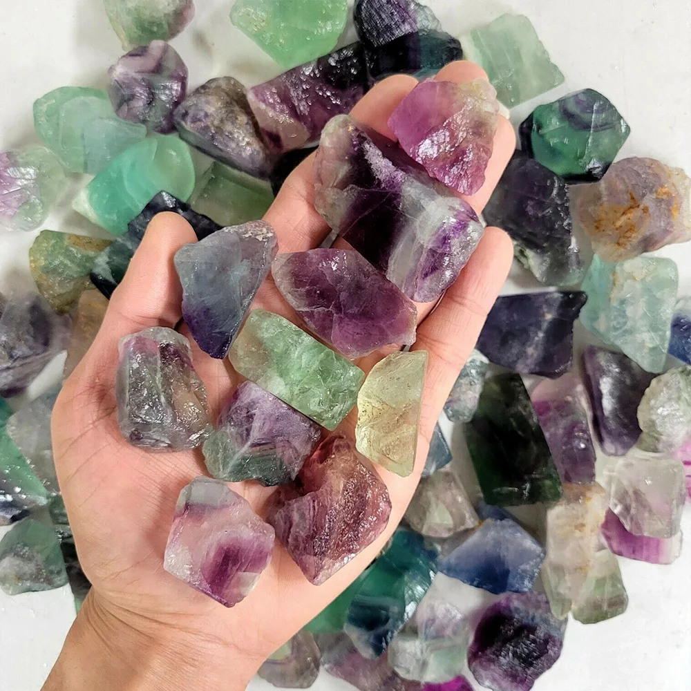 Natural Raw Rainbow Fluorite Crystals Rough Stones Mineral Healing Crystals Gemstones Specimens Collectible Home Decor