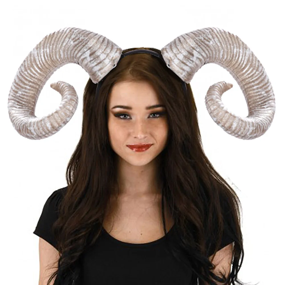 Women Men Adults Big Ram Horns Gothic Headband Steampunk Sheep Horn Hair Band Cosplay Halloween Party Accessories