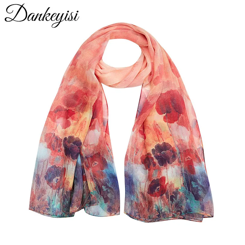 DANKEYISI Lady Natural Silk Scarf Shawl Female Pure Silk Scarves Women Wraps Solid Color Plus Shawls Big Long Beach Cover-ups