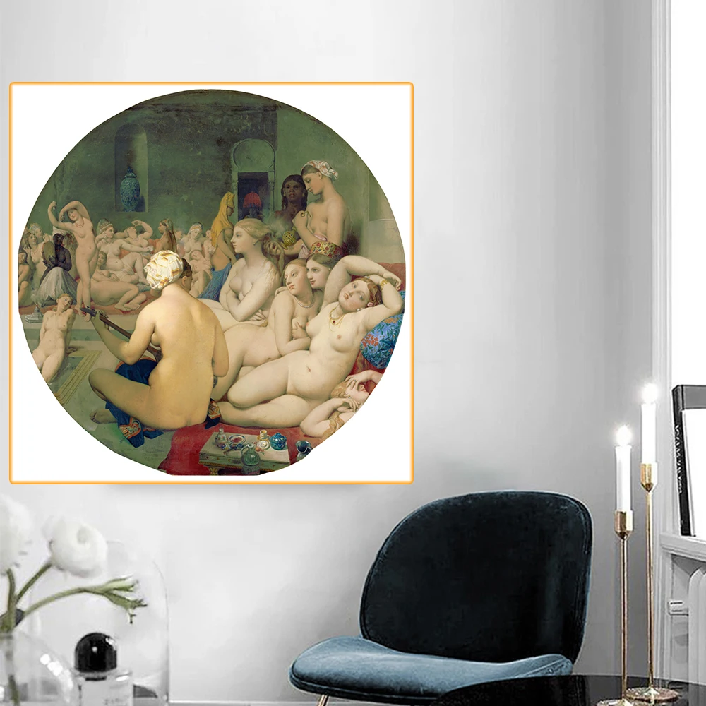 

Citon Ingres《The Turkish Bath, 1862》Canvas Oil Painting World Famous Artwork Poster Picture Modern Wall Decor Home Decoration