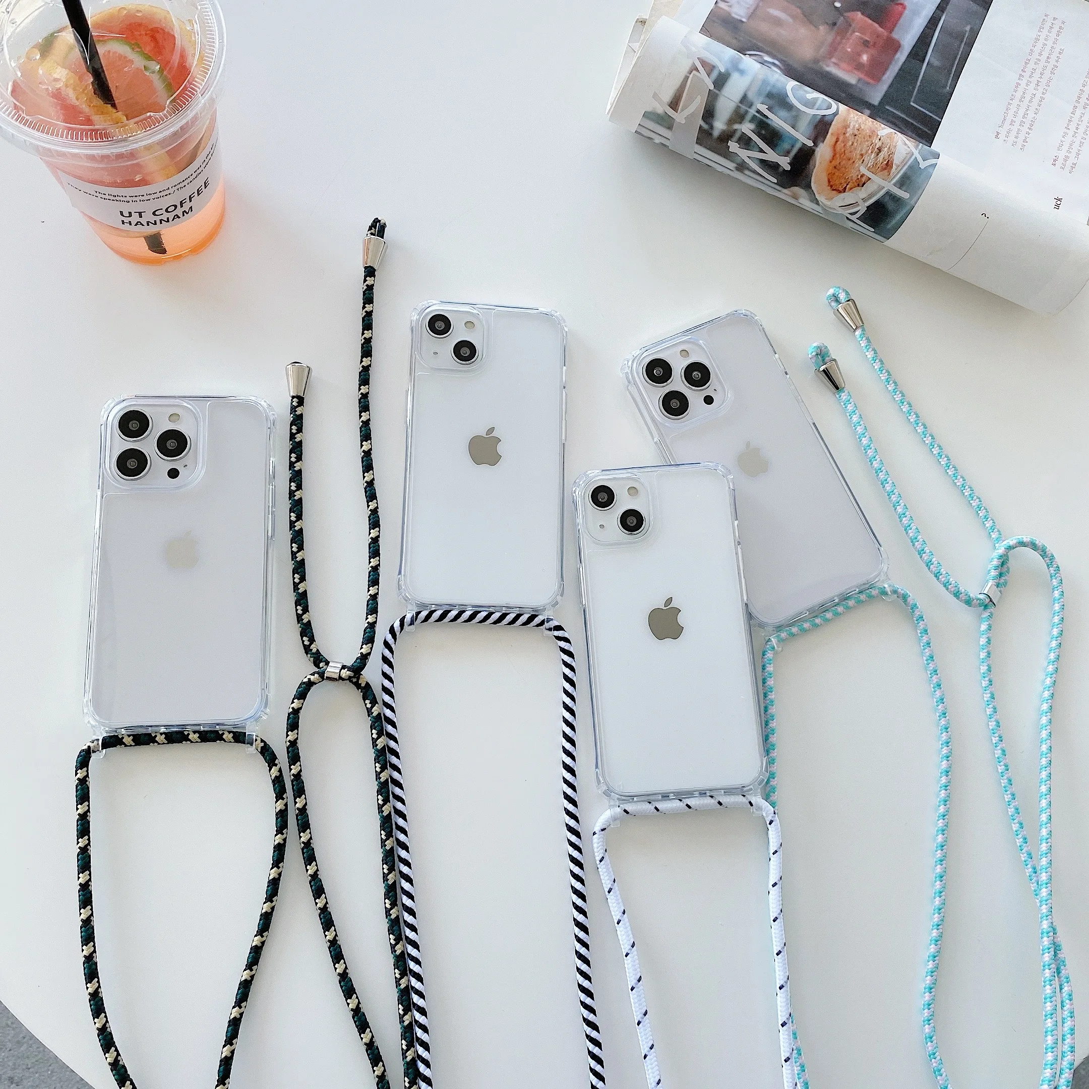 Crossbody Necklace Cord Lanyard Transparent Case For iPhone 15 14 13 12 11 Pro Max Mini 7 8 Plus X XR XS Strap Hang Rope Cover