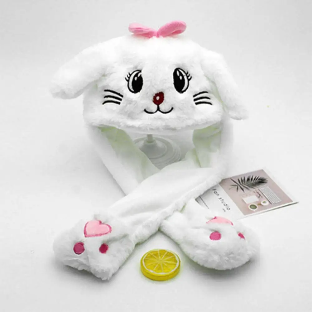 Funny Toy Bunny Hat With Ears Comfortable Cute Warm Plush Cap Pinch Ears And Move Cute Warm Plush Bunny Hat