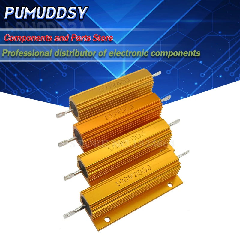 RX24 100W Aluminum Power Metal Shell Case Wirewound Resistor 0.01 ~ 100K 0.1 1 1.5 2 3 6 8 10 20 100 150 200 300 1K 10K 100k ohm