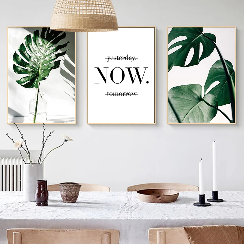 Christmas Canvas Painting Nordic Moderno Simple Poster Art Print Wall Pictures For Living Room Monstera Leaf Letter Decoration