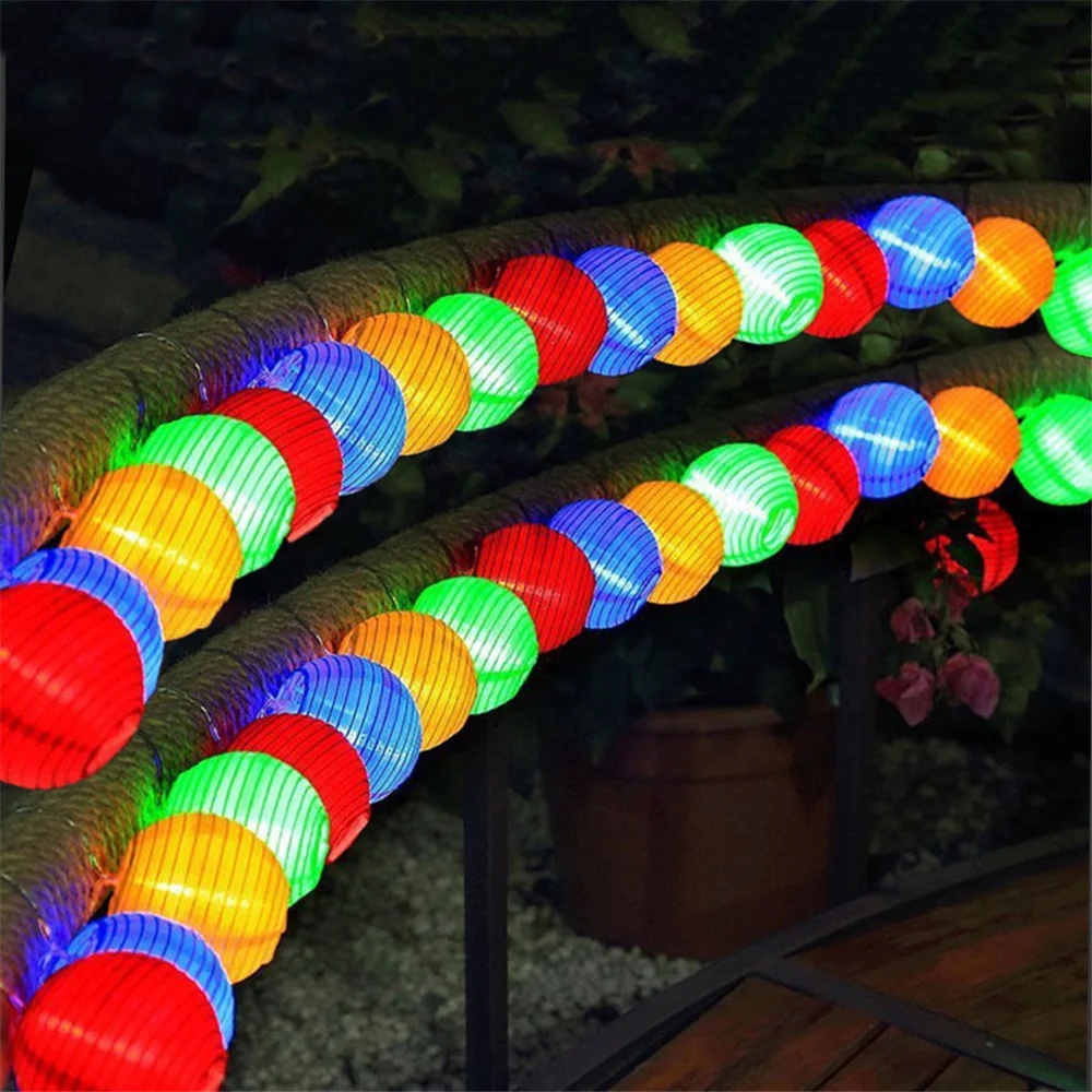 10/20/30 LED linterna Solar cadena de luces al aire libre impermeable guirnalda de Navidad luces de hadas Patio jardín fiesta decoración de boda