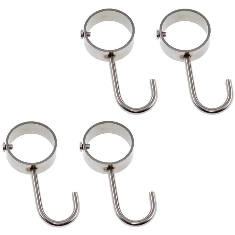 

4PCS Silver Stainless Steel Kitchen Hanger Hooks,Rod Tube Rail Hanger Hooks for Hanging Pots and Pans,Towels,Oven Mitts